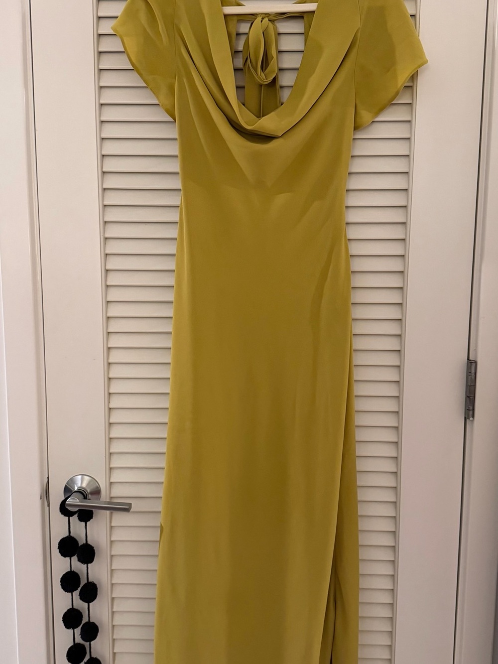 ASOS Design Cowl-Neck Maxi Dress in Chartreuse with Tie-Back